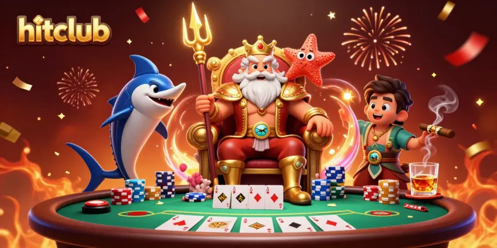 Hitclub players enjoy epic casino games featuring Neptune and vibrant poker elements.