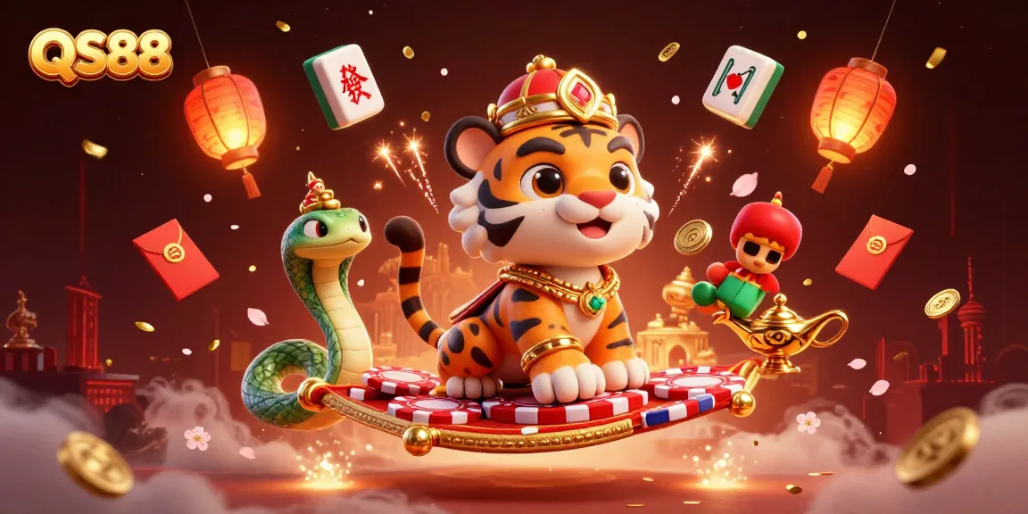 Experience the vibrant luxury of QS88 with a dazzling casino scene filled with gold and excitement.