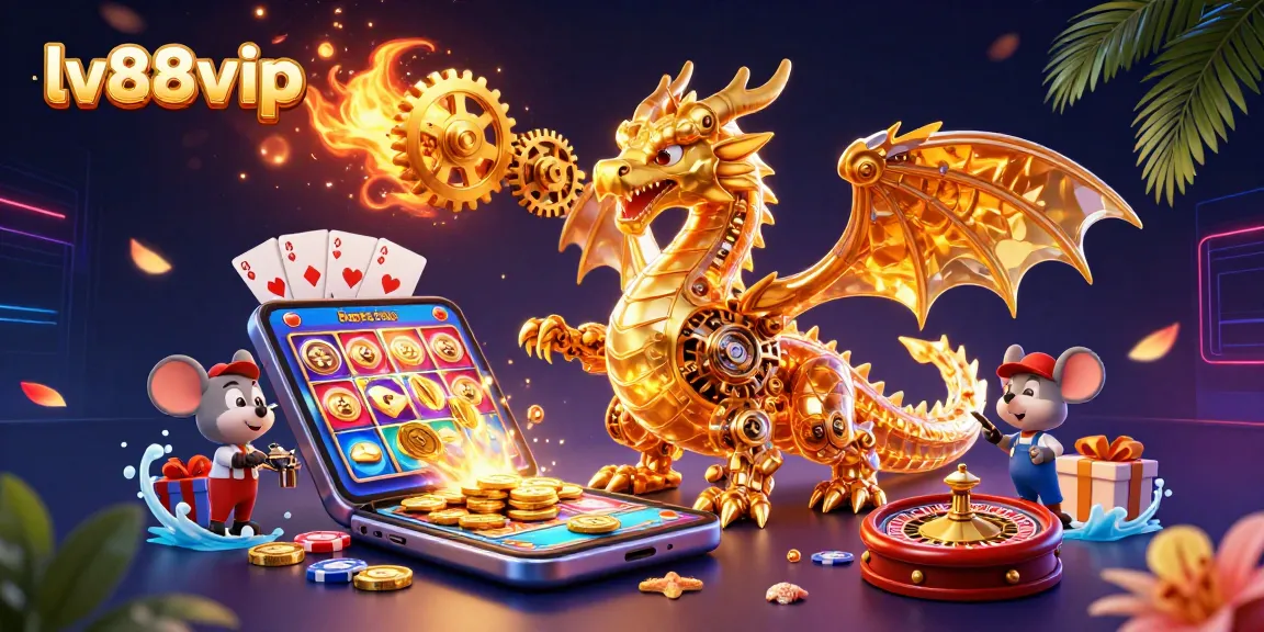 Join the fun at lv88vip with a dynamic scene of gaming excitement featuring luck and strategy.