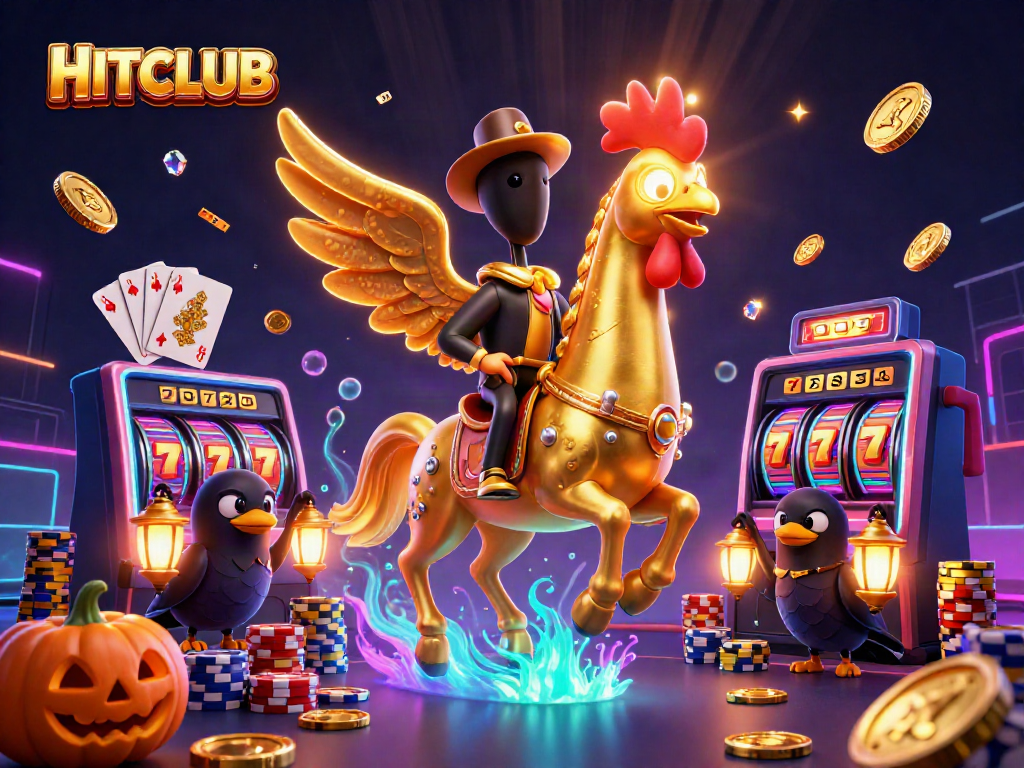 Spin slot reels and maximize your luck with HITCLUB in a vibrant casino scene.