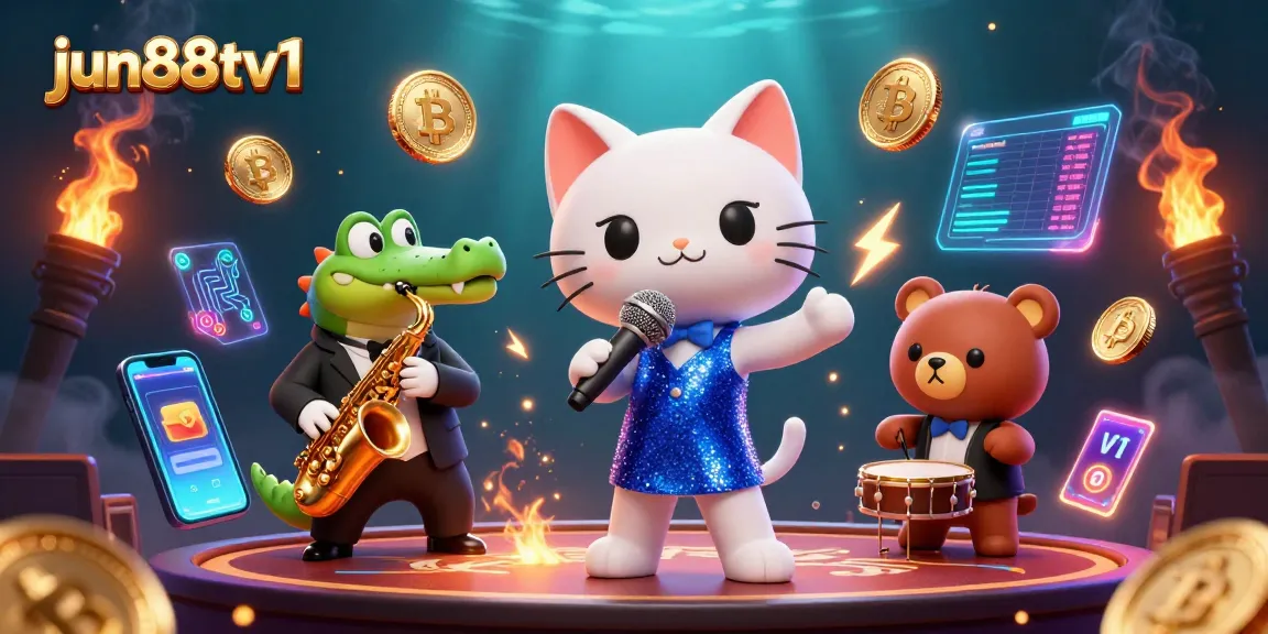 Experience exciting gameplay at jun88tv1 with jazz-singer cat, crocodile, and bear in a vibrant casino.