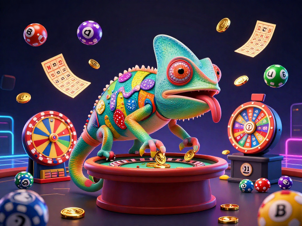 Engage in thrilling action with FIVE88's colorful casino illustration showcasing dynamic games and vibrant atmosphere.