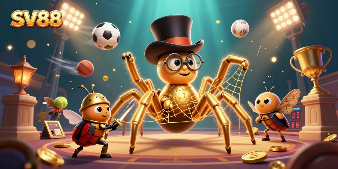 Experience the thrilling casino atmosphere at SV88 with a golden tarantula and beetle knight.